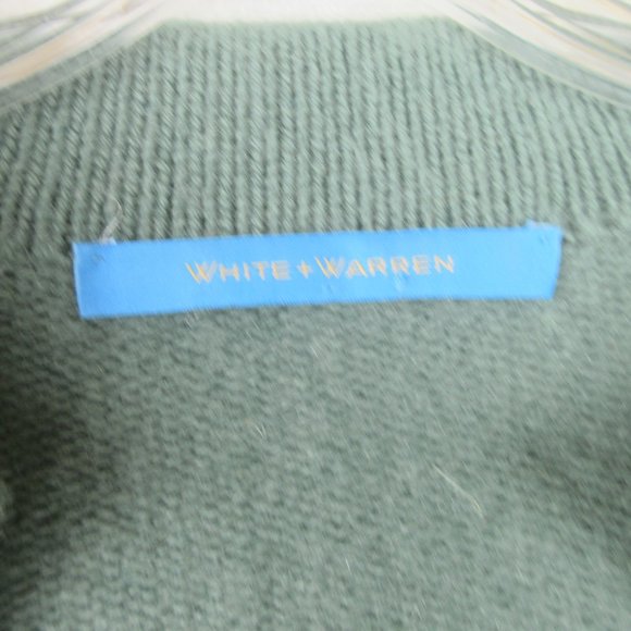 White + Warren Cashmere Embroidered Cardigan Size L Sage Green Botanical Flowers - Picture 4 of 8